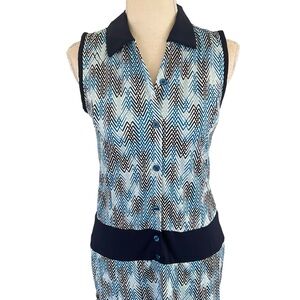 Cracked Wheat Sports Pleated Chevron Print Golf Tennis Dress New Small